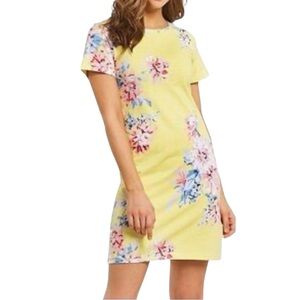 Joules Women’s Size 10 Cotton Mini T-Shirt Dress Yellow Floral EUC